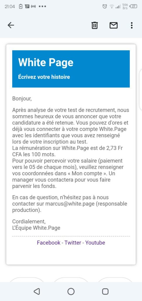 White Page Arnaque
